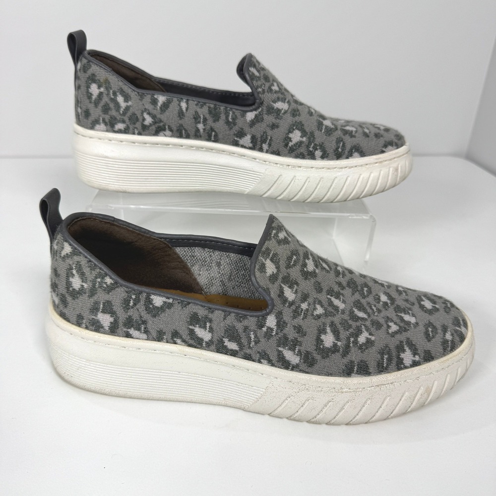 Sofft Somers Leopard Platform Slip On‎ Sneakers Womens 8 Gray Chic